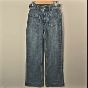 Faherty Stretch Terry Patch Pocket Ankle Pants Denim Wash Sz 25 Boho Casual